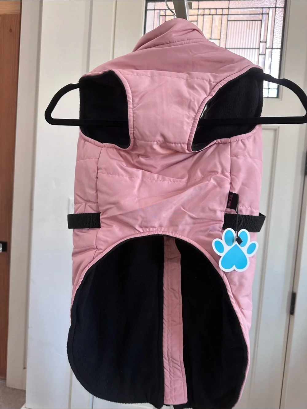 Dog Coat fleece lined with built in harness